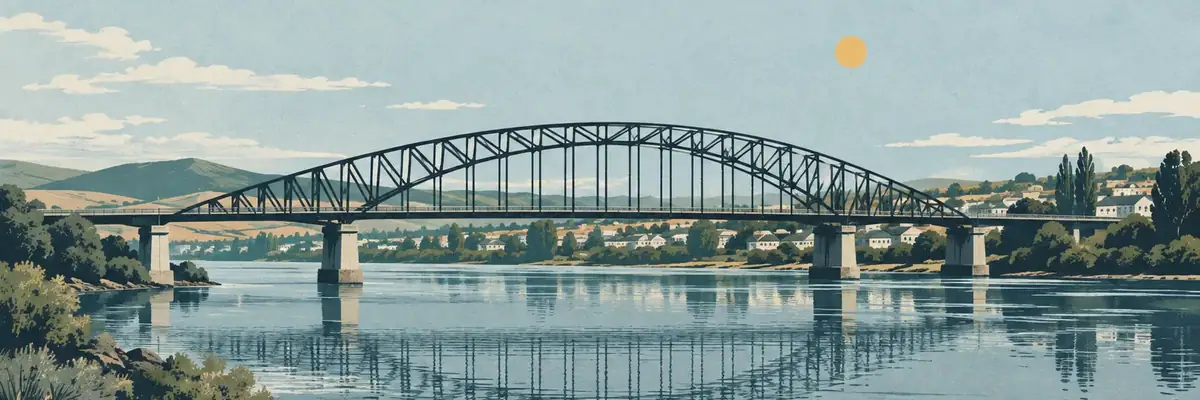 Screen-print illustration of Balclutha Bridge